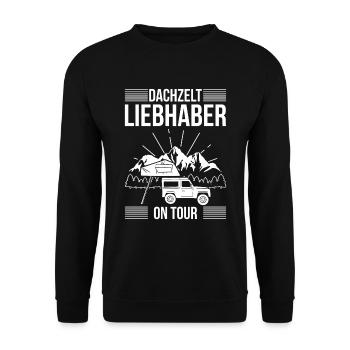 Dachzelt Liebhaber On Tour Camping Autodachzelt - Unisex Pullover - Schwarz - Vorne - Alina (178cm) & Michal (187cm)
