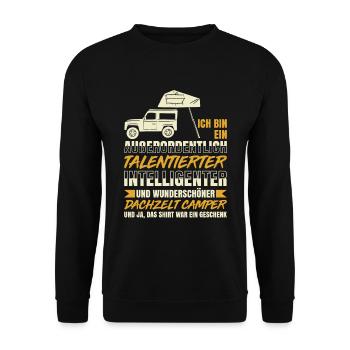 Ich Bin Ein Talentierter Dachzelt Camper Camping - Unisex Pullover - Schwarz - Vorne - Alina (178cm) & Michal (187cm)