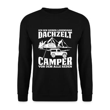 Ich Bin Dieser Legendäre Dachzelt Camper Camping - Unisex Pullover - Schwarz - Vorne - Alina (178cm) & Michal (187cm)