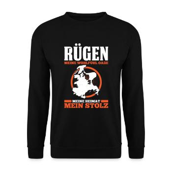 Rügen Meine Wohlfühl Oase Meine Heimat Stolz - Unisex Pullover - Schwarz - Vorne - Alina (178cm) & Michal (187cm)