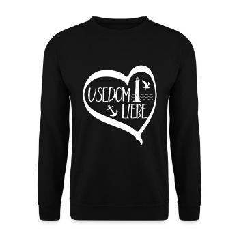 Usedom Liebe Insel Urlaub Strand Reisen - Unisex Pullover - Schwarz - Vorne - Alina (178cm) & Michal (187cm)