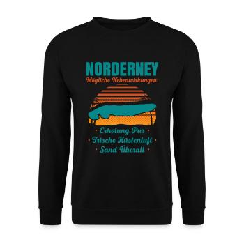 Norderney Mögliche Nebenwirkungen: Erholung Pur - Unisex Pullover - Schwarz - Vorne - Alina (178cm) & Michal (187cm)