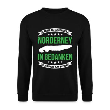 Lieblingsinsel Norderney In Gedanken Barfuß Meer - Unisex Pullover - Schwarz - Vorne - Alina (178cm) & Michal (187cm)