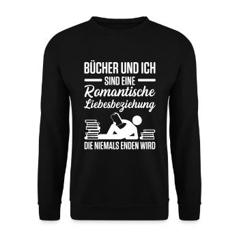 Bücher Und Ich Eine Romantische Liebesbeziehung - Unisex Pullover - Schwarz - Vorne - Alina (178cm) & Michal (187cm)