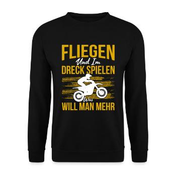 Fliegen Und Im Dreck Spielen Was Will Man Mehr - Unisex Pullover - Schwarz - Vorne - Alina (178cm) & Michal (187cm)