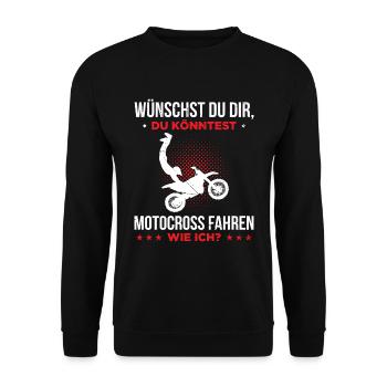 Wünschst Dir, Du Könntest Motocross Fahren Wie Ich - Unisex Pullover - Schwarz - Vorne - Alina (178cm) & Michal (187cm)