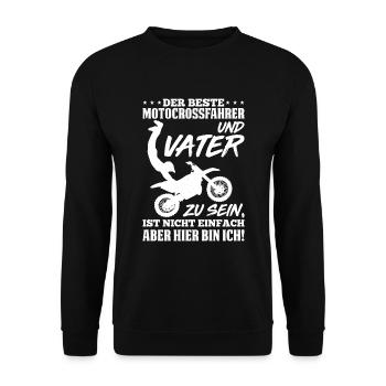 Der Beste Motocrossfahrer Und Vater Zum Vatertag - Unisex Pullover - Schwarz - Vorne - Alina (178cm) & Michal (187cm)