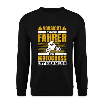 Vorsicht Vor Dem Fahrer Die Motocross Ist Harmlos - Unisex Pullover - Schwarz - Vorne - Alina (178cm) & Michal (187cm)