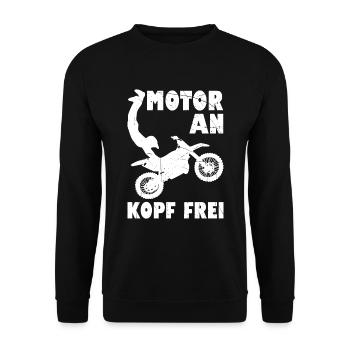 Motor An Kopf Frei Motocross Enduro Fahren - Unisex Pullover - Schwarz - Vorne - Alina (178cm) & Michal (187cm)