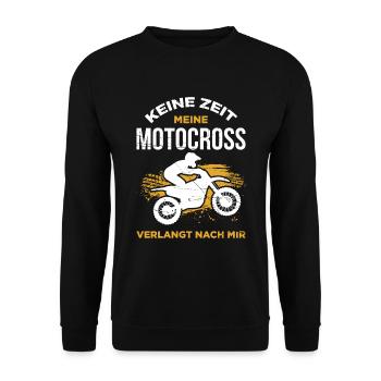 Keine Zeit Meine Motocross Verlangt Nach Mir - Unisex Pullover - Schwarz - Vorne - Alina (178cm) & Michal (187cm)