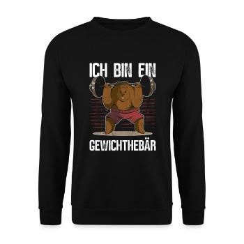 Ich Bin Ein Gewichthebär Fitness Bodybuilding - Unisex Pullover - Schwarz - Vorne - Alina (178cm) & Michal (187cm)