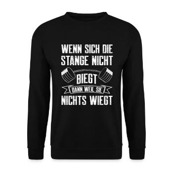 Stange Nicht Biegt Dann Weil Sie Nichts Wiegt - Unisex Pullover - Schwarz - Vorne - Alina (178cm) & Michal (187cm)