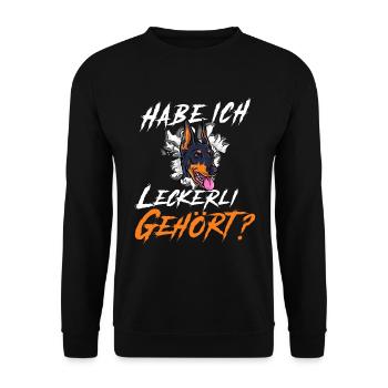 Hund habe ich Leckerli gehört Hundebesitzer - Unisex Pullover - Schwarz - Vorne - Alina (178cm) & Michal (187cm)