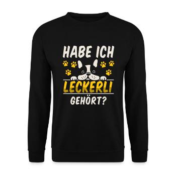 Hund habe ich Leckerli gehört Hundebesitzer - Unisex Pullover - Schwarz - Vorne - Alina (178cm) & Michal (187cm)