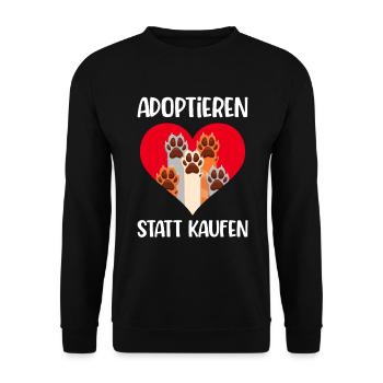 Adoptieren Statt Kaufen Tierrettung Tierschutz - Unisex Pullover - Schwarz - Vorne - Alina (178cm) & Michal (187cm)