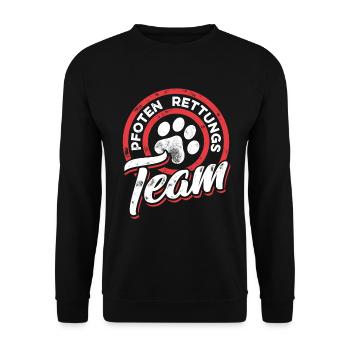 Pfoten Rettungs Team Tierrettung Tierschutz - Unisex Pullover - Schwarz - Vorne - Alina (178cm) & Michal (187cm)