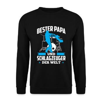 Bester Papa Und Schlagzeuger Der Welt Schlagzeug - Unisex Pullover - Schwarz - Vorne - Alina (178cm) & Michal (187cm)