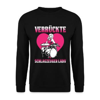 Verrückte Schlagzeuger Lady Schlagzeug - Unisex Pullover - Schwarz - Vorne - Alina (178cm) & Michal (187cm)
