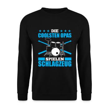 Die Coolsten Opas Spielen Schlagzeug Schlagzeuger - Unisex Pullover - Schwarz - Vorne - Alina (178cm) & Michal (187cm)
