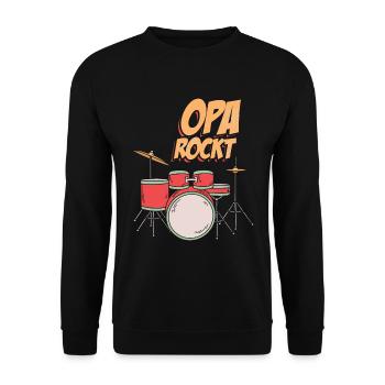 Opa Rockt Schlagzeug Spielen Schlagzeuger - Unisex Pullover - Schwarz - Vorne - Alina (178cm) & Michal (187cm)