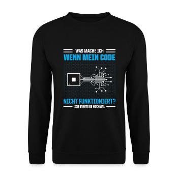 Was Mache Ich Wenn Mein Code Nicht Funktioniert - Unisex Pullover - Schwarz - Vorne - Alina (178cm) & Michal (187cm)
