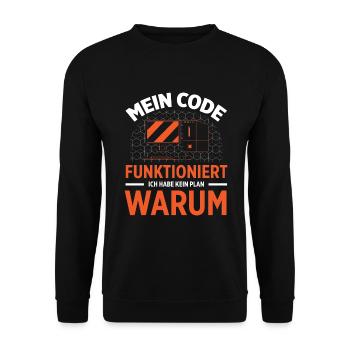 Mein Code Funktioniert Ich Habe Kein Plan Warum - Unisex Pullover - Schwarz - Vorne - Alina (178cm) & Michal (187cm)