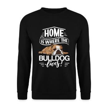 English Bulldog Home Is Where The Bulldog Lives - Unisex Sweatshirt - black - Front - Alina (178cm) & Michal (187cm)