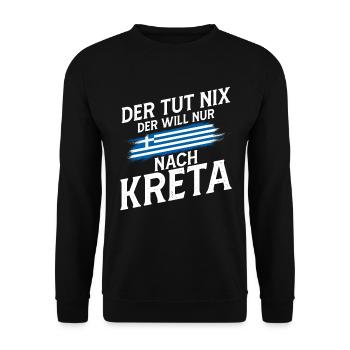 Kreta der tut nix Griechenland Urlaub - Unisex Pullover - Schwarz - Vorne - Alina (178cm) & Michal (187cm)
