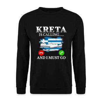 Kreta ruft ich muss los Griechenland Urlaub - Unisex Pullover - Schwarz - Vorne - Alina (178cm) & Michal (187cm)