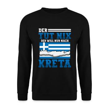 Kreta der tut nix Griechenland Urlaub - Unisex Pullover - Schwarz - Vorne - Alina (178cm) & Michal (187cm)