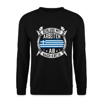 Schluss mit arbeiten ab nach Kreta Urlaub - Unisex Pullover - Schwarz - Vorne - Alina (178cm) & Michal (187cm)