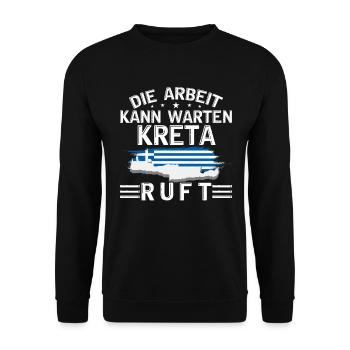 Die Arbeit kann warten Kreta Griechenland - Unisex Pullover - Schwarz - Vorne - Alina (178cm) & Michal (187cm)