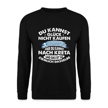 Kreta Glück Griechenland Urlaub - Unisex Pullover - Schwarz - Vorne - Alina (178cm) & Michal (187cm)