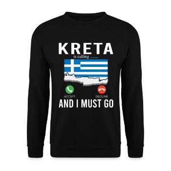 Kreta ruft ich muss los Griechenland Urlaub - Unisex Pullover - Schwarz - Vorne - Alina (178cm) & Michal (187cm)