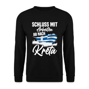 Schluss mit arbeiten ab nach Kreta Urlaub - Unisex Pullover - Schwarz - Vorne - Alina (178cm) & Michal (187cm)