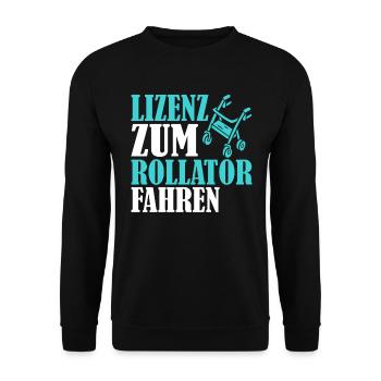 Rentner Rollator fahren Rente - Unisex Pullover - Schwarz - Vorne - Alina (178cm) & Michal (187cm)