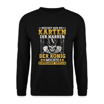 Doppelkopf reichet mir die Karten Kartenspiel - Unisex Pullover - Schwarz - Vorne - Alina (178cm) & Michal (187cm)