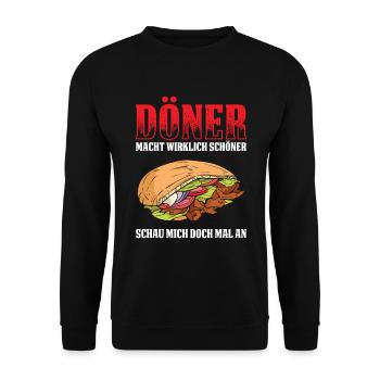 Döner Macht Wirklich Schöner Schau Mich Doch Mal A - Unisex Pullover - Schwarz - Vorne - Alina (178cm) & Michal (187cm)