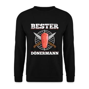 Bester Dönermann Döner Kebab Geschenk - Unisex Pullover - Schwarz - Vorne - Alina (178cm) & Michal (187cm)