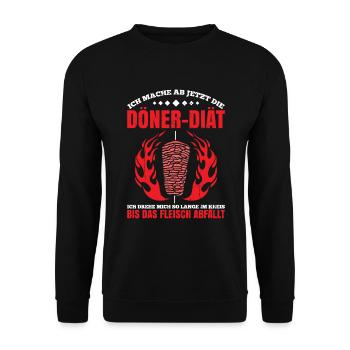 Ich Mache Ab Jetzt Die Döner-Diät. Ich Drehe Mich - Unisex Pullover - Schwarz - Vorne - Alina (178cm) & Michal (187cm)