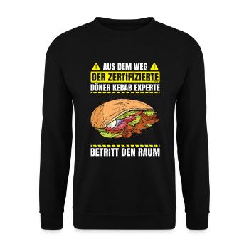 Aus Dem Weg Der Zertifizierte Döner Kebab Experte - Unisex Pullover - Schwarz - Vorne - Alina (178cm) & Michal (187cm)