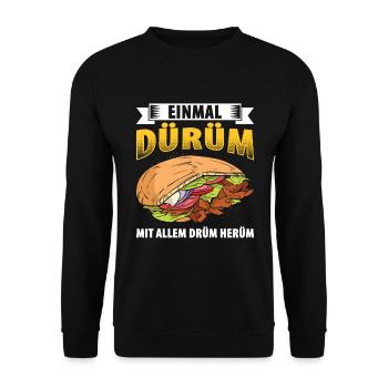 Einmal Dürüm Mit Allem Drüm Herüm - Unisex Pullover - Schwarz - Vorne - Alina (178cm) & Michal (187cm)