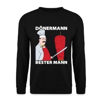 Dönermann Bester Mann Döner Kebab Geschenk - Unisex Pullover - Schwarz - Vorne - Alina (178cm) & Michal (187cm)