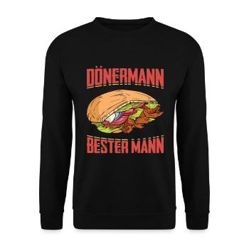 Dönermann Bester Mann Döner Kebab Geschenk - Unisex Pullover - Schwarz - Vorne - Alina (178cm) & Michal (187cm)