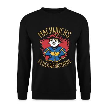 Nachwuchs Feuerwehrmann Jugendfeuerwehr Geschenk - Unisex Pullover - Schwarz - Vorne - Alina (178cm) & Michal (187cm)
