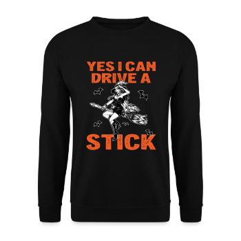 Yes I Can Drive A Stick Halloween Womens - Unisex Sweatshirt - black - Front - Alina (178cm) & Michal (187cm)