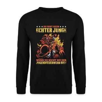 Du Bist Kein Echter Junge Wenn Du Nicht Bei Der Ju - Unisex Pullover - Schwarz - Vorne - Alina (178cm) & Michal (187cm)