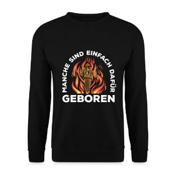 Manche Sind Einfach Dafür Geboren Jugendfeuerwehr - Unisex Pullover - Schwarz - Vorne - Alina (178cm) & Michal (187cm)