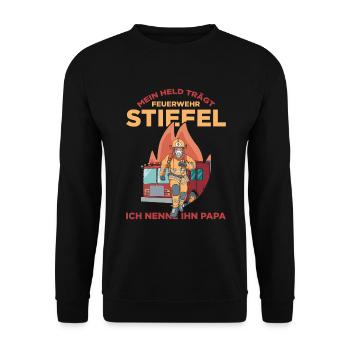 Mein Held Trägt Feuerwehr Stiefel Ich Nenne Ihn Pa - Unisex Pullover - Schwarz - Vorne - Alina (178cm) & Michal (187cm)