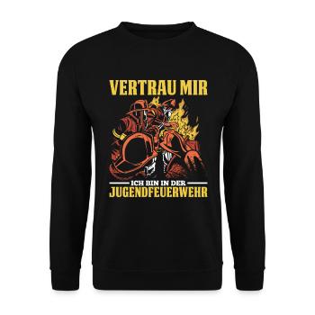 Vertrau Mir Ich Bin In Der Jugendfeuerwehr - Unisex Pullover - Schwarz - Vorne - Alina (178cm) & Michal (187cm)